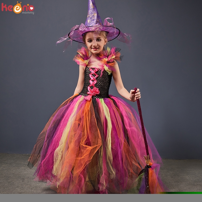 

Special Occasions Rainbow Wicked Witch Girls Tutu Dress Kids Evil Halloween Costume Children Carnival Cosplay Party Fancy Pageant Ball Gown Outfit a220826, Witch dress