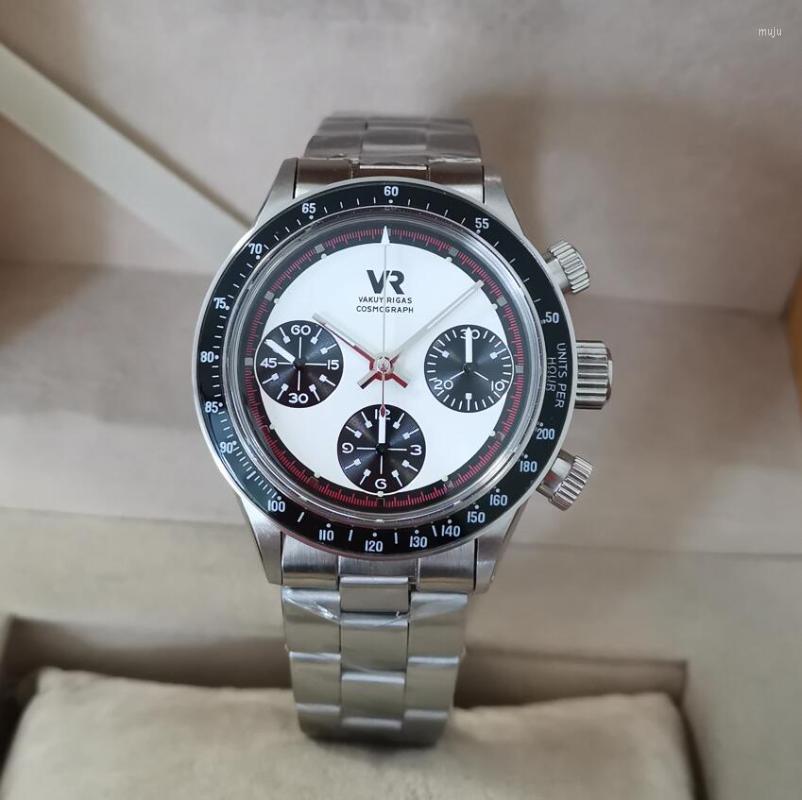 

Wristwatches 38mm Stainless Steel Automatic Men's Watch Asian 7750 Movement Chronograph Protruding Spherical Acrylic GlassWristwatches, As pic