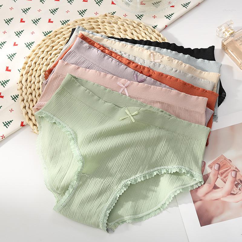 

Women's Panties Cute Bow Underwear Women Modal Pleated Lace Seamless Underpants Cotton Middle Waist Lingerie Lovely Girl BriefsWomen's, 3pcs style 4