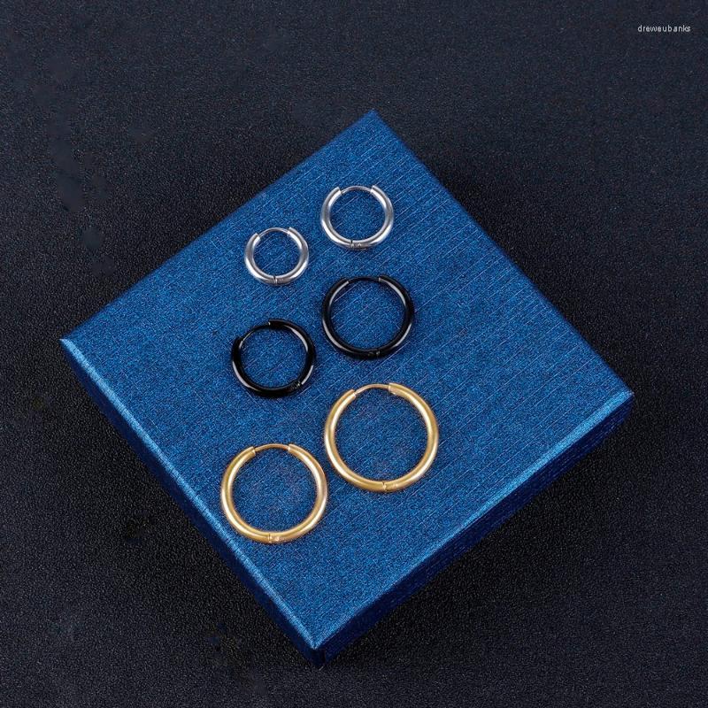 

Hoop & Huggie 1Pcs Earrings Silver Color Stainless Steel Earring For Women Men Ear Rings Clip Colored Creoles Circle EarringsHoop