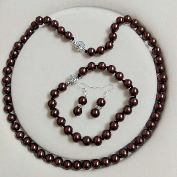 

8mm AAA Chocolate Shell Pearl necklace Bracelet Earring Set