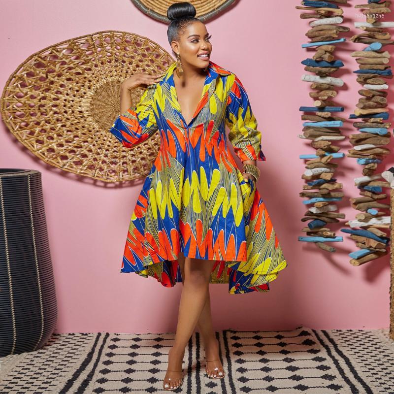 

Casual Dresses Elegant For Women Youth 2022 Latest Fashion Loose Shirt Dress Sexy Slim Fit Deep V Lapel Colorful Nightclub, Multicolor