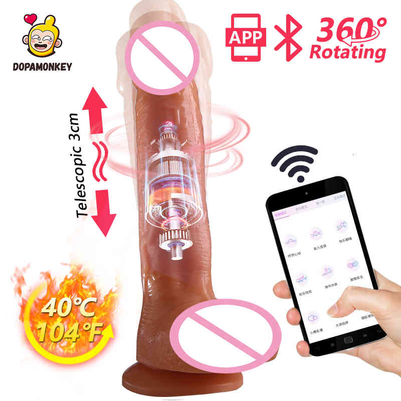 Massager Toys Cock Bluetooth Telescopic Rotating Dildo App Control Clitoral Stimulation Va-image-794833027