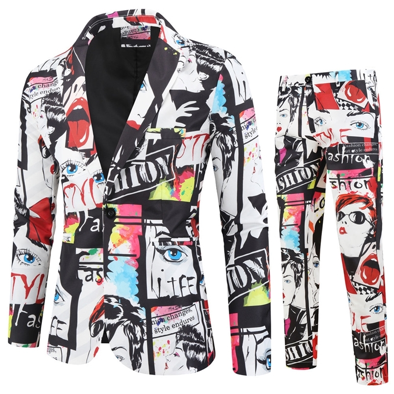 

Men's Suits Blazers Mens Fashion Print Blazer Set 2 piece SuitsBlazers Pants For Mens Suits Man Slim Fit Print Suits Set 220826, Picture