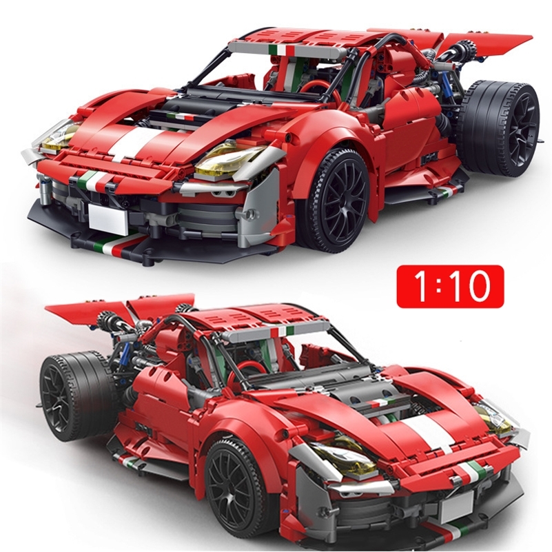 

Blocks MOC 1 10 Super RED Racing Technical Car Building Blocks City Famous Expert Speed Vehicle Bricks Birthday Children Toy Kids Gifts 220826