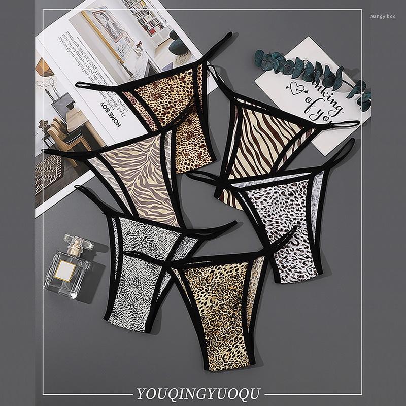 

Women's Panties Puimentiua Women'S Sexy Leopard Printing Thongs Thin Strap Cotton Tangas Low Waist Seamless Underwear Female BeachwearWo