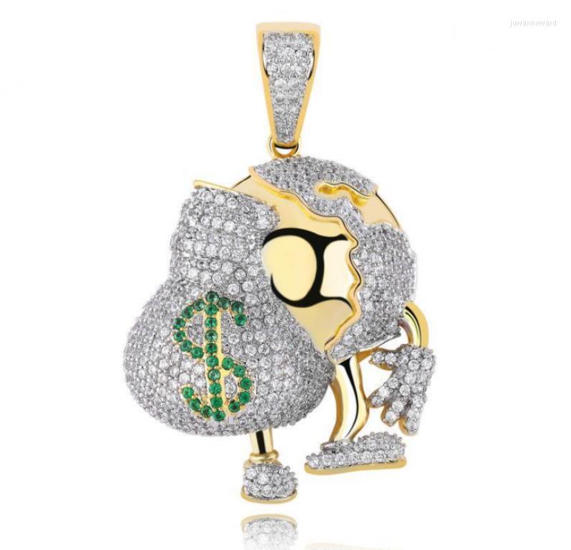

Pendant Necklaces European And American Trend Personality Cartoon Villain Money Bag Metal Inlaid Zircon Hip-Hop Fashion Necklace JewelryPend