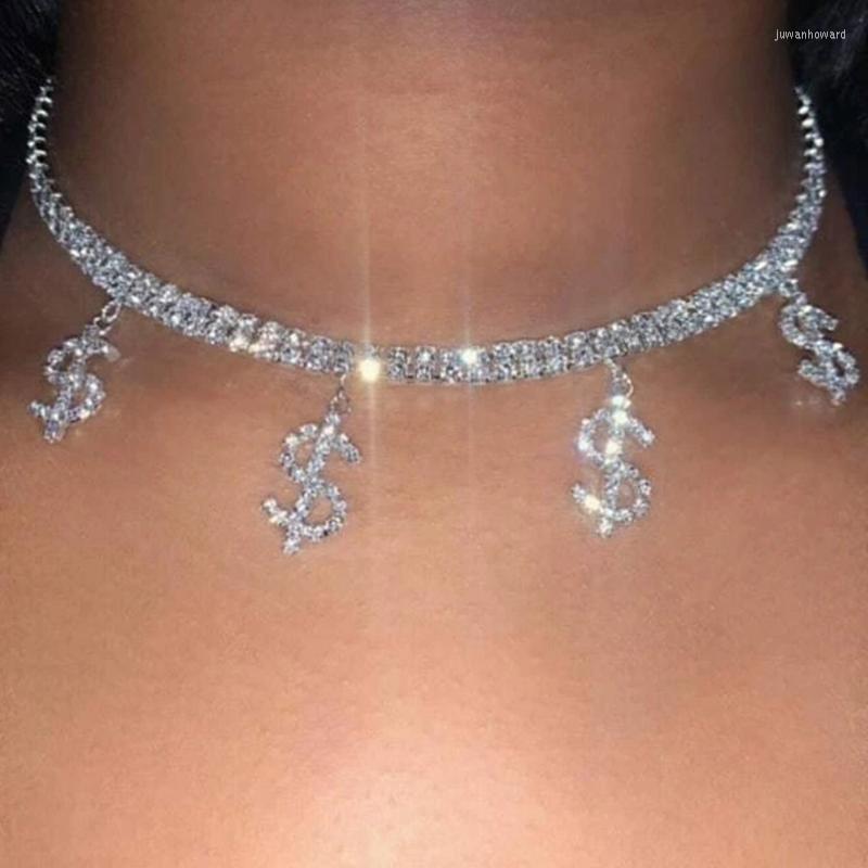 

Chains Selling Style Personality Dollar Sign Necklace European And American Full Diamond Hip Hop Sexy Collarbone ChainChains