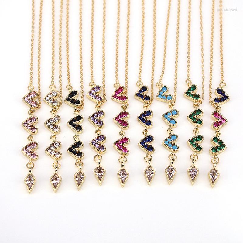 

Chains 5Pcs Shiny Crystal Zircon Heart Pendant Necklace Gold Color Ladies Charm Choker Fashion Jewelry For WomenChains