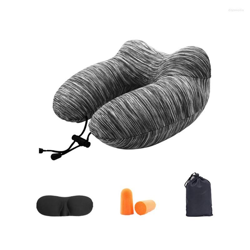 

Seat Cushions Women Men Plane Portable With Carry Bag Inflatable Neck Pillow Kids Adults Ergonomic Sleeping Office Travel Car Train Earplug