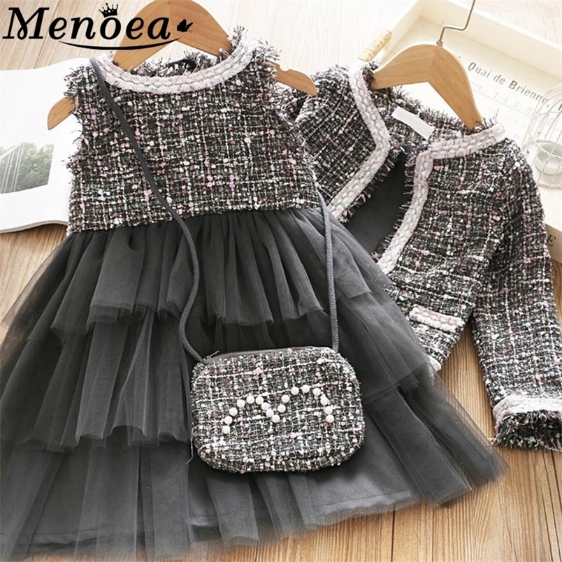 

Special Occasions Menoea Girls Princess Clothes Suits Winter Style Kids Party Elegant Toddler Outfit Children Woolen Clothing Sets 2-7Ys 220826, Az2679 brown