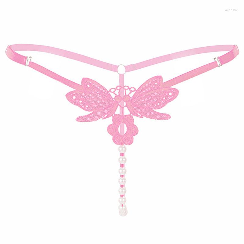 

Women's Panties Erotic Lingerie Luxury Embroidered Pearl Sexy Ladies Transparent Temptation Thong Low Waist Adjustable Size T-pantsWomen's, Black