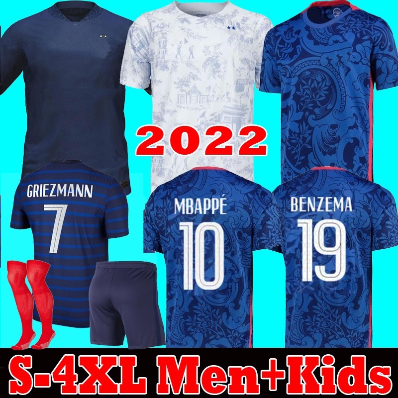 

S-4XL MBAPPE BENZEMA Soccer jerseys 2022 GRIEZMANN POGBA GIROUD TCHOUAMENI KANTE home away 22 23 Football shirts men kids kit, 22 23 away player version