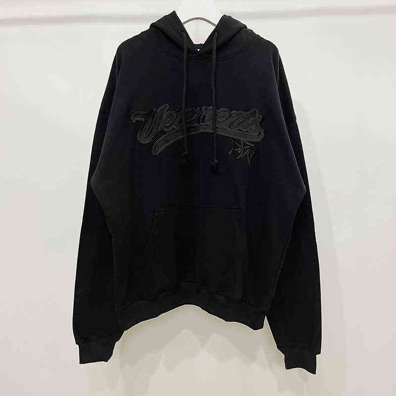 

Men's Hoodies Sweatshirts Sweater Heavy Embroidery Letter Black Men Women Casual Autumn and Winter VTM Hooded Sweater T220825, Lvzhou-black