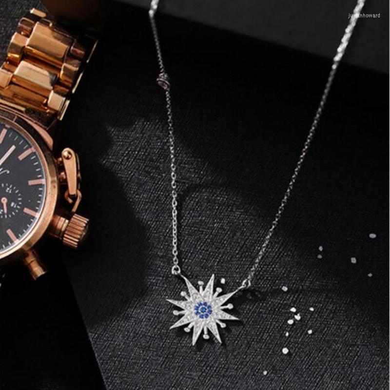 

Pendant Necklaces Temperament Beautiful Silver Plated Jewelry Korean Fashion Female Sun Flower Zircon XL270Pendant