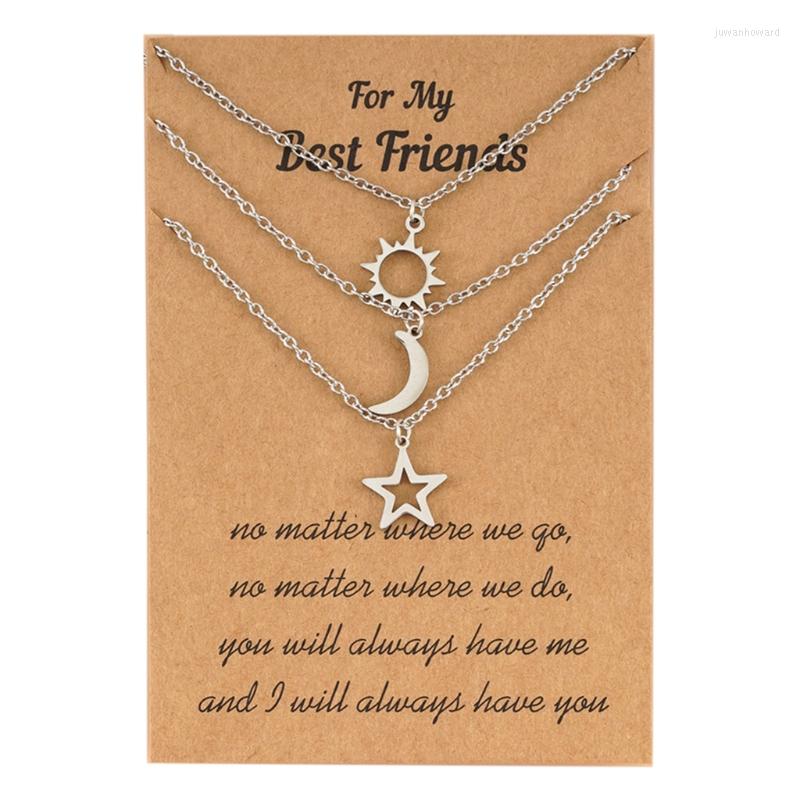

Pendant Necklaces European And American Creative Sun Moon Star Card Necklace Stainless Steel Silver Fashion JewelryPendant
