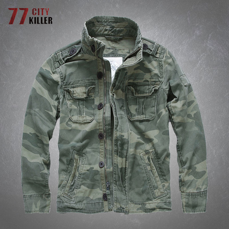 

Mens Jackets Camouflage Military Denim Casual Cotton Comfortable Multipocket Coats Male Army Combat Tactical Jacket 220826, Green camo