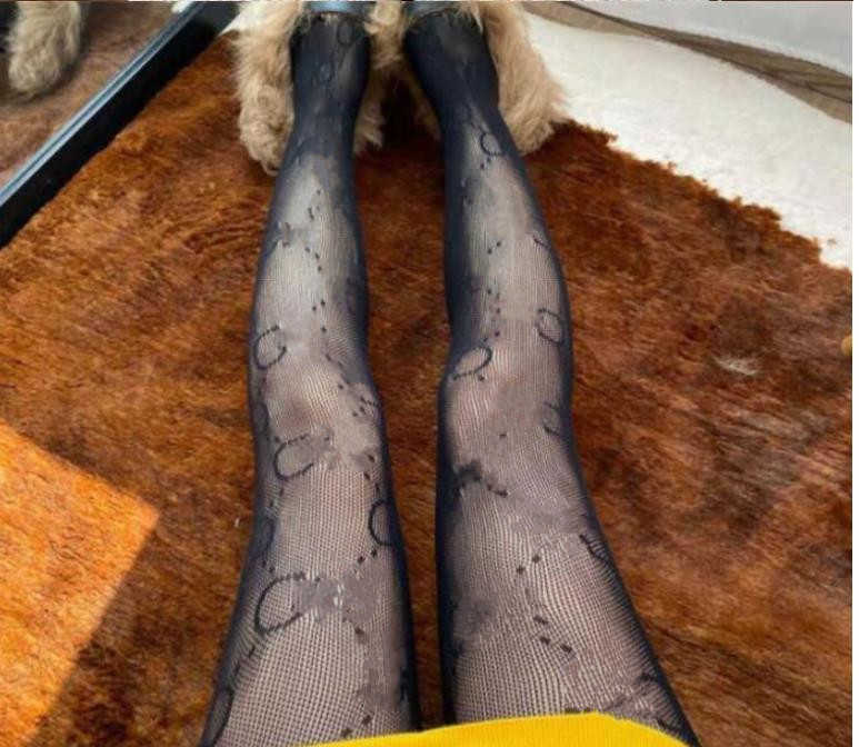 

New Sexy Long Socks Tights Women Fashion black and white Thin Lace Mesh Tights Soft Breathable Hollow Letter Tight Panty Hose, Small letter black