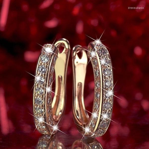 

Hoop Earrings & Huggie Trendy Fine Gold Silver Color Inlay Zirconia Crystal Luxury Big Round Women's Wedding Party AccessoryHoop