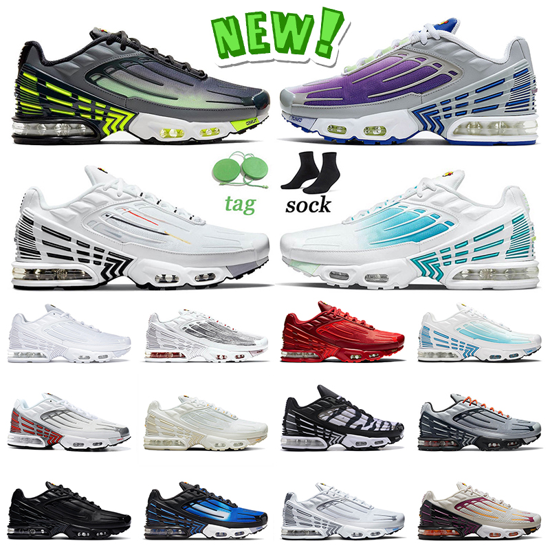 

New 2022 High Quality Tn 3 Running Shoes Tuned Plus Neon Green Purple Grey Multi White Laser Blue Crimson Red Bone Black Obsidian Mens Women Sneakers Trainers Size 36-46, B30 multi white 39-46