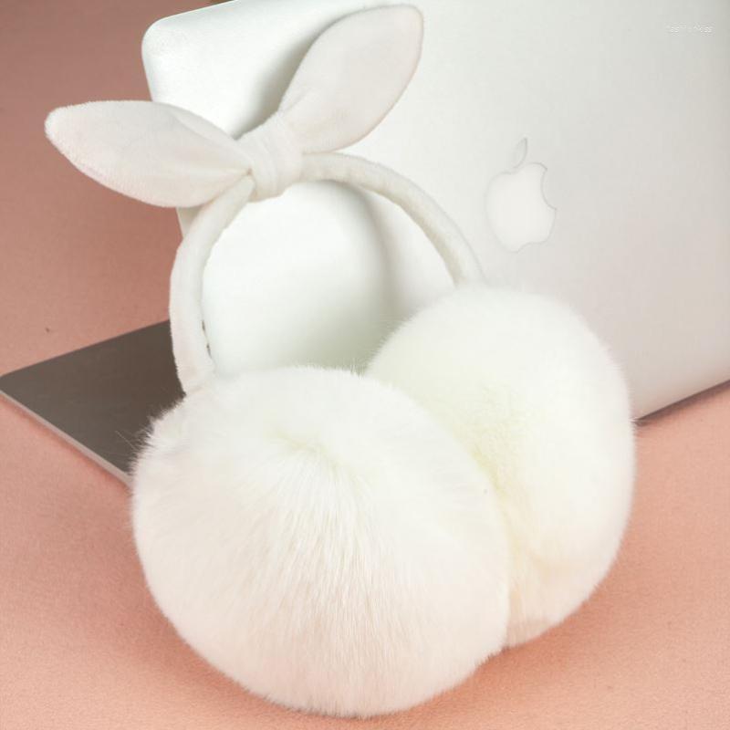 

Berets Cute Faux Fur Headphones Bow Warm Winter Solid Color Foldable Fluffy Earmuffs Drop BeretsBerets, Style 18 faux rabbit