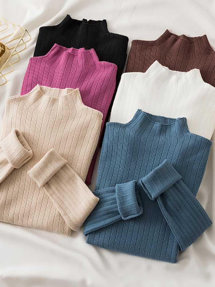 

Women's Sweaters Knitted Pullover Top Pull Femme 2022 Sweater Autumn Winter Warm Half Turtleneck Casual Chic TopsWomen's, Black