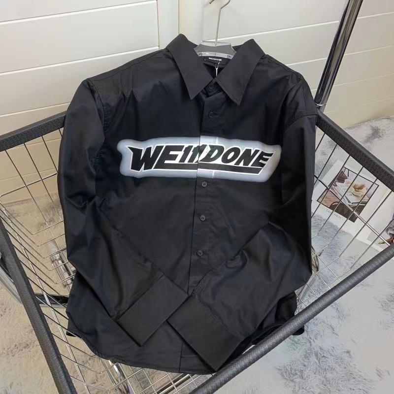 

Men's Casual Shirts New large autumn letter print Korean loose casual welldone trendy Long sleeve shirt /L/XL/XXL/3XL/4XL, White