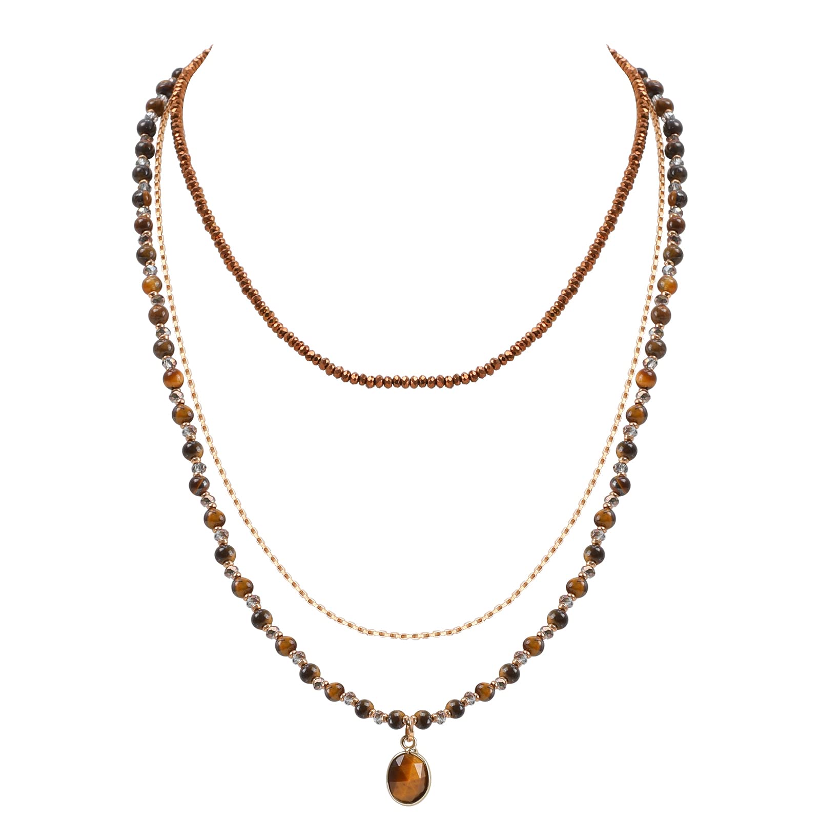 

Necklace Beaded Necklaces Bohemian Opal Layered Statement Boho Mti Brown Beads Strand Stone Pendant Gold Choker Beach Accessories For W amDHK