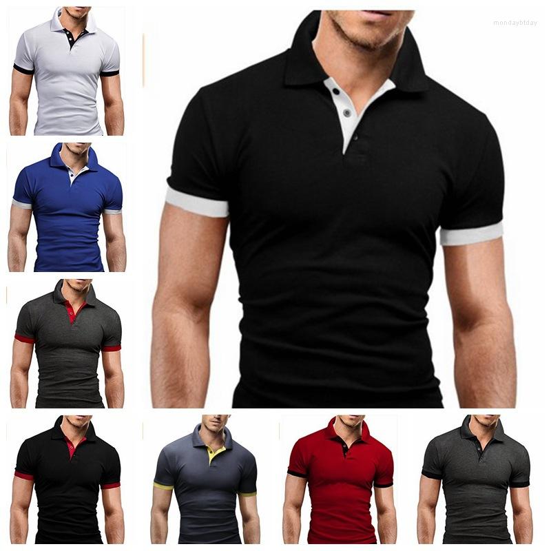 

Men's Polos Summer Solid Color Cotton Lapel Men's Shirts Plus Size Tops Thin Casual Short Sleeve T-Shirts -4XLMen's, Navy blue orange