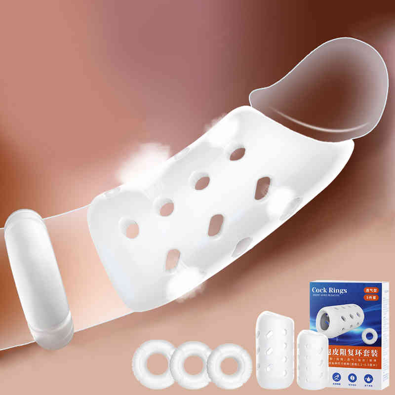 Clearance PromotionMassager Ejaculation Vibrator Toys Male Glans Delay Ring Reusable F Penis Sleeve-image-795314598