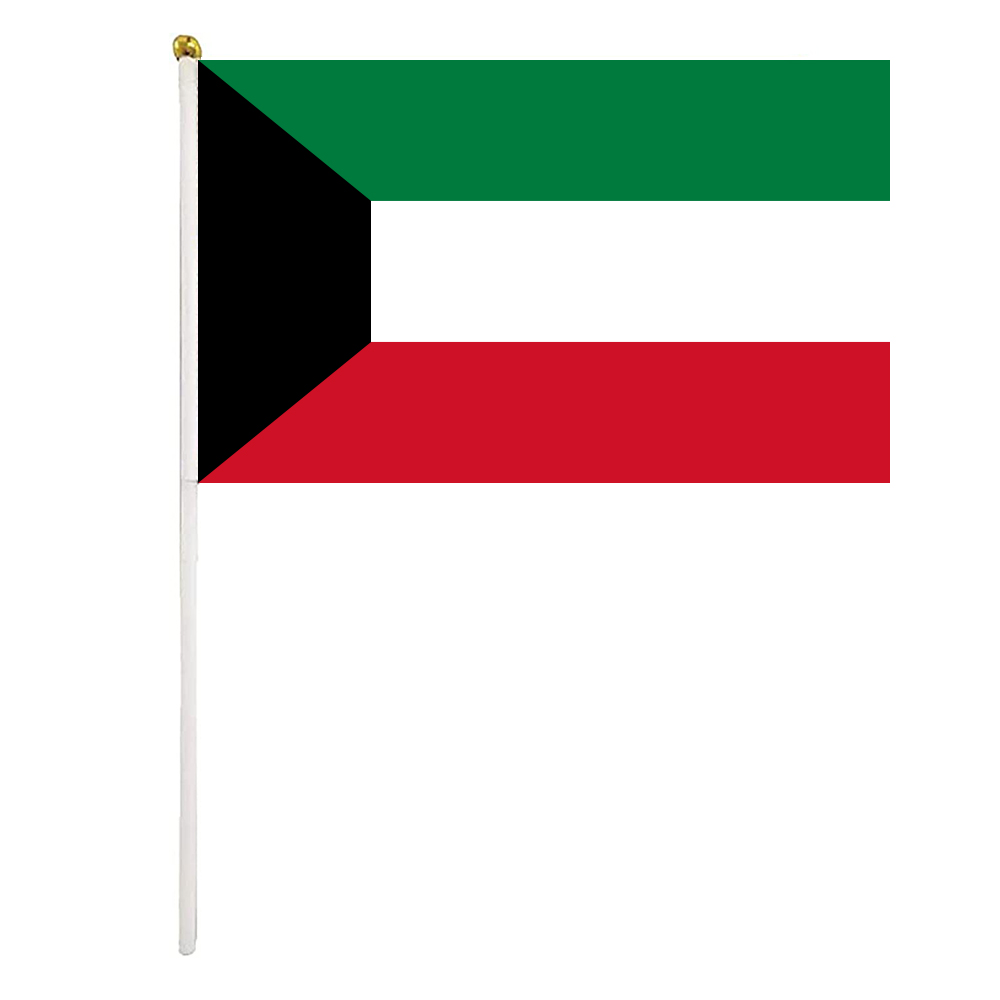 

Kuwait Hand Waving Flags 14x21 cm Polyester Country Banner With Plastic Flagpoles For Parades Sports Events Festival Celebrations
