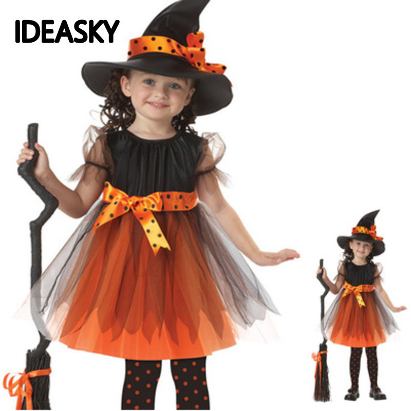 

Special Occasions halloween costume for kids baby girls children witch girl cosplay Carnival Party princess fancy dress fantasia 220826, Orange e