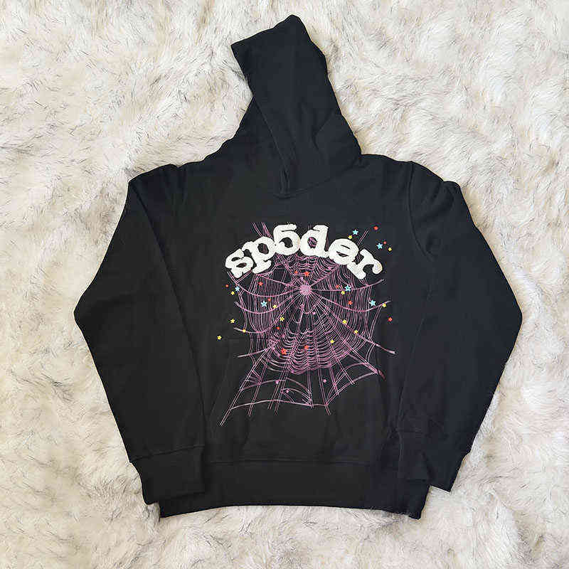 

Men's Hoodies Sweatshirts Black Sp5der Young Thug 555555 Angel Hoodies Men Women High Street Foam Printing Spider Web Pullover Sweatshirts T220825, 01