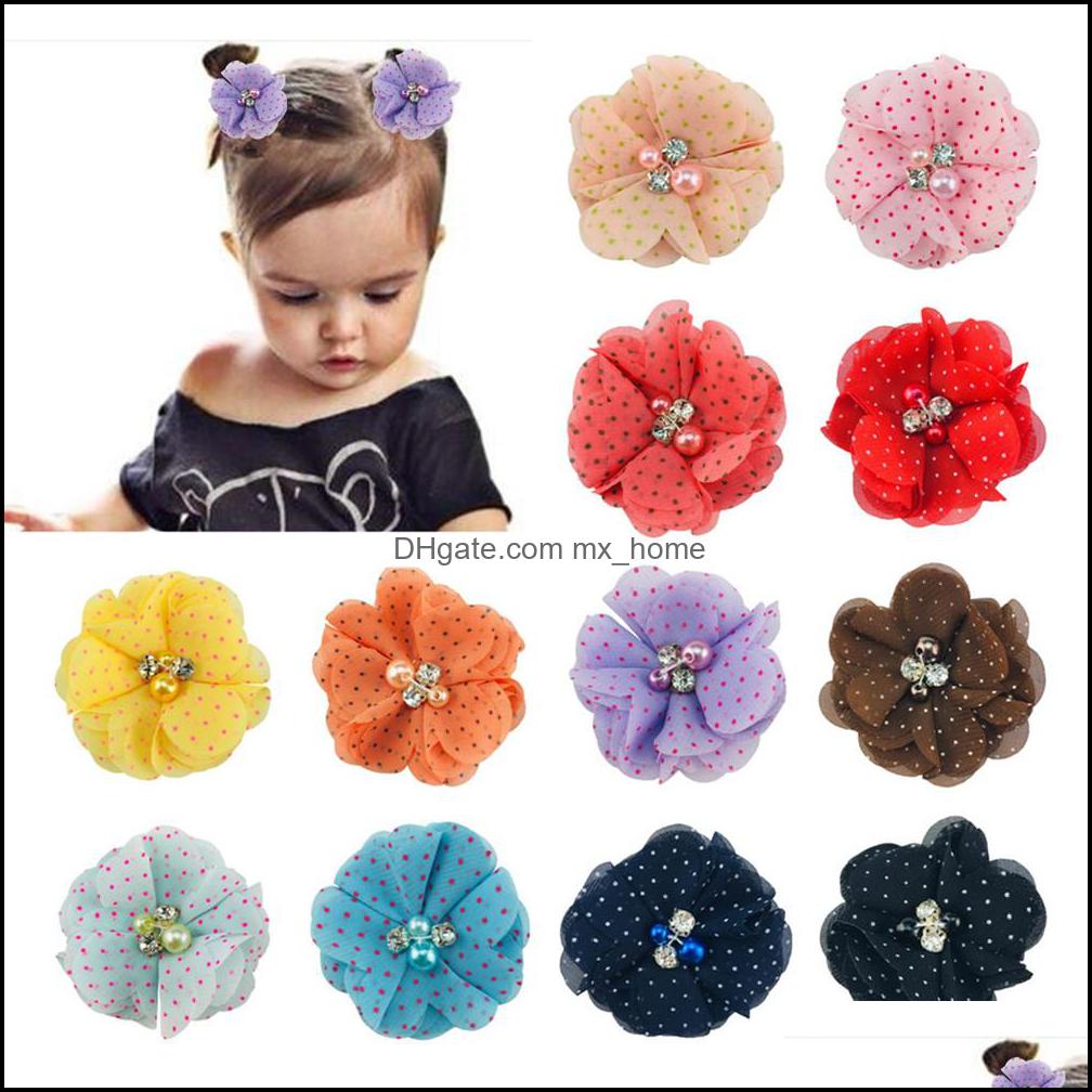 

Hair Accessories Baby Dot Chiffon Flower Clips Newborn Rhinestone Pearl Kids Barrettes Girls Drop Delivery 2021 Baby Maternity Mxhome Dheyg, Remark color