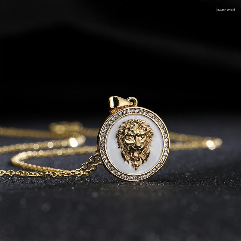

Pendant Necklaces Fashion Gold Color Copper Charm Jewelry Luxury Cubic Zirconia Lion Necklace Women Party AccessoriesPendant