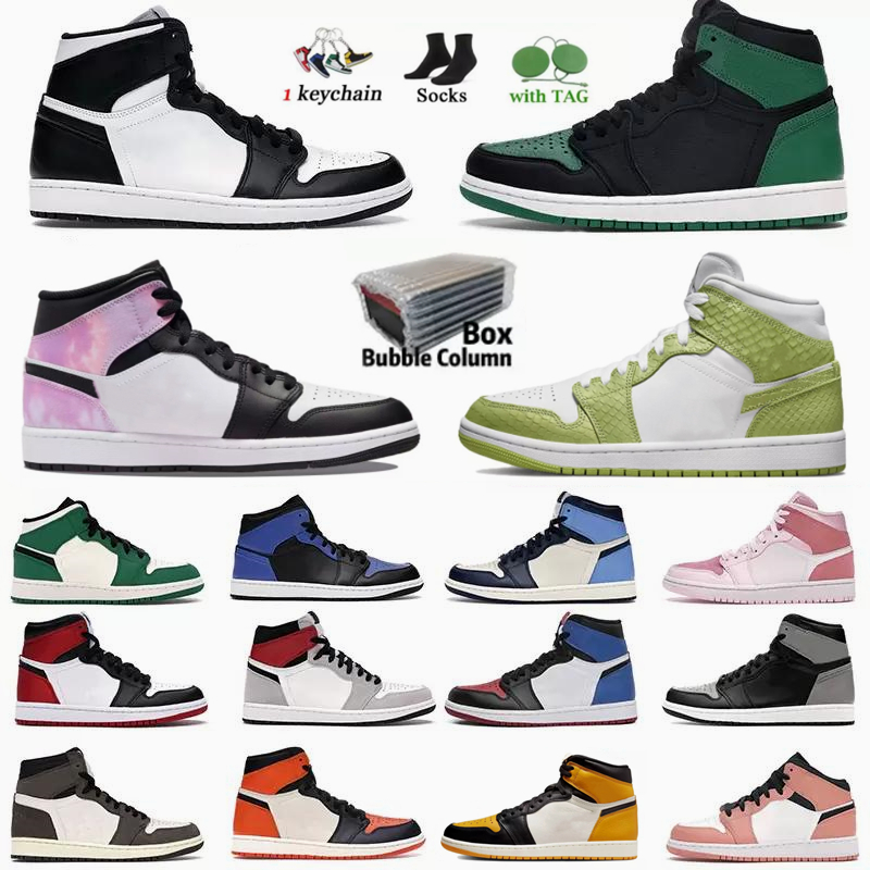 

Jumpman 1s Basketball Shoes High Mid 1 men women Black White Cactus Jack Banned Silver Toe Rust Pink Pine Green Prototype trainers outdoor Mens Sneakers, #21