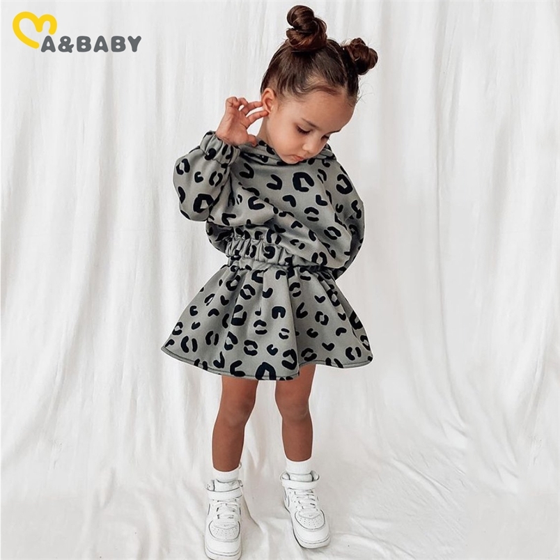 

Special Occasions Ma Baby 1-6Y Toddler Kid Children Girl Clothes Set Hooded Sweatshirts Tops Skirts Leopard Outfits Autumn Spring Clothing Costume 220826, Gray