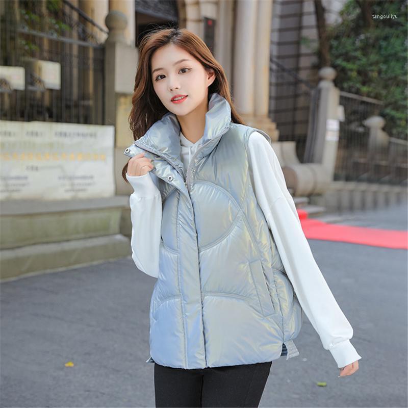 

Women's Vests Women's Korean Fashion Casual Solid Color Vest Cotton Hooded Thicken Down Basic Coat Sleeveless Winter For Women PZ3891, Champagne