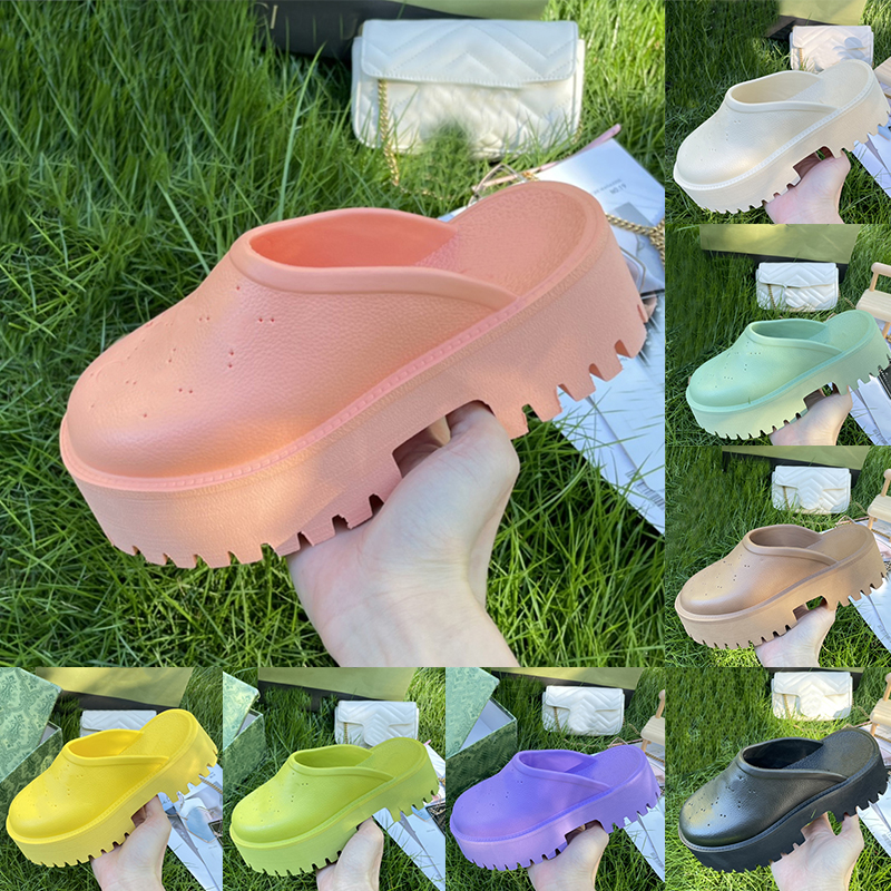 

Womens Platform Perforated G Sandals Triple Black White Resin Foam Rubber Fashion Show Designers Slides Mens Room Outdoor Slippers Paris Chunky Heels Shoes Sliders