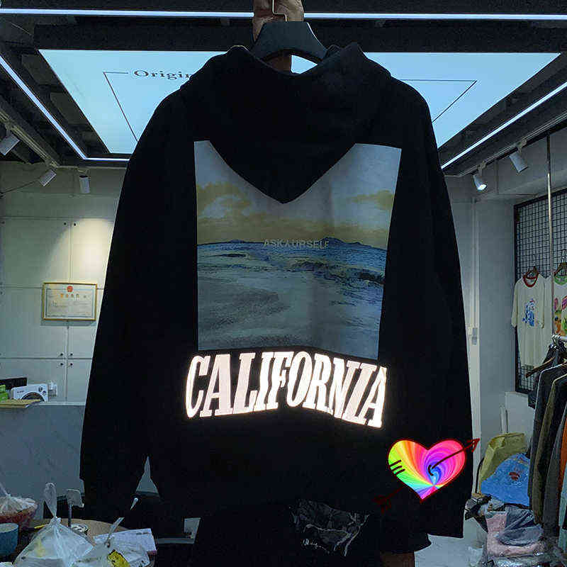 

Men's Hoodies Sweatshirts ASKYURSELF Hoodie 2021FW Men Women High Quality Reflective ASKYURSELF California Sweatshirts Oversize Thicken Pullovers T220825, Gray