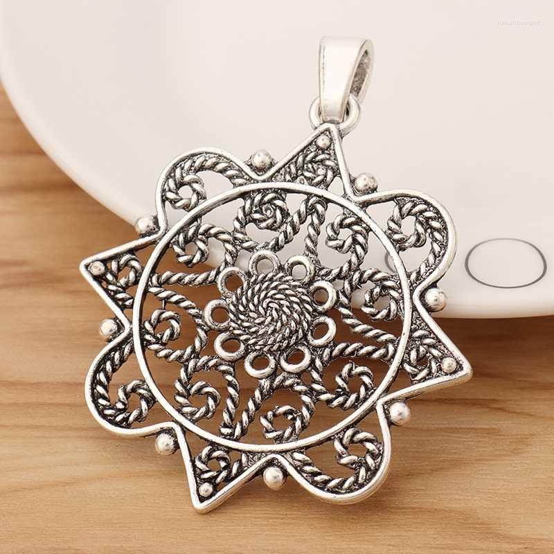 

Pendant Necklaces Pieces Tibetan Silver Large Hollow Filigree Flower Charms Pendants For Necklace Jewellery Making 77x60mmPendant