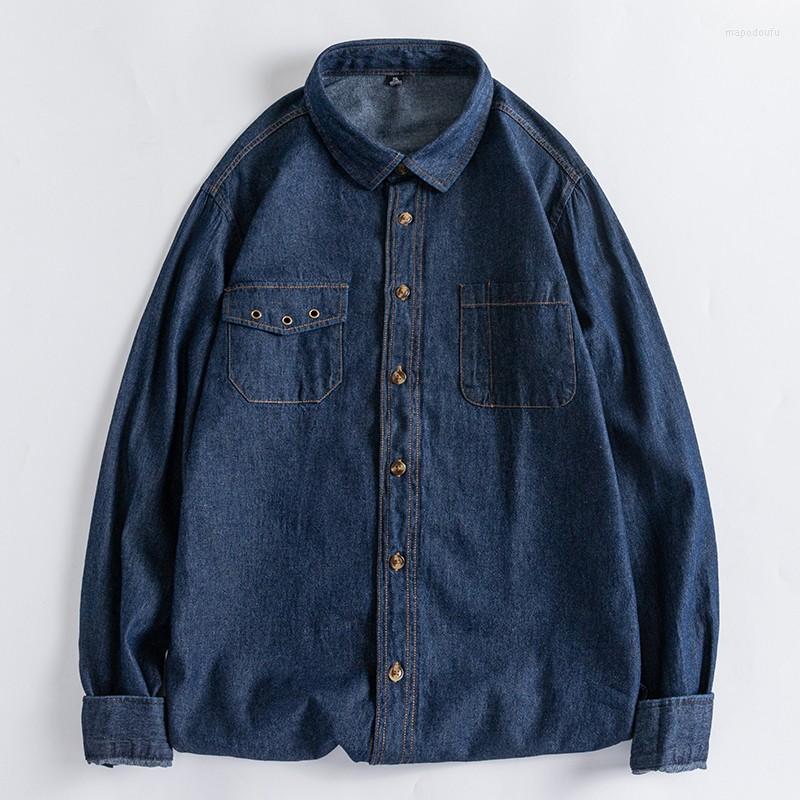 

Men's Dress Shirts 2022 Denim Shirt Classic Cotton Fashion Embroidery Long-Sleeve Pocket Design Comfortable Work Casual, Sky blue 917