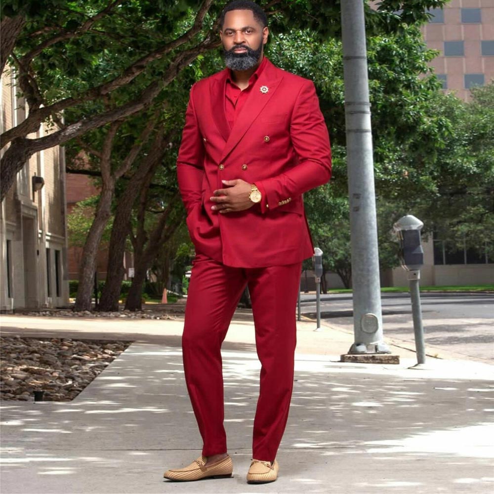 

Red Mens Suits Slim Fit Groomsmen Wedding Tuxedos Double Breasted Designer Plus Size Blazers Formal Suit With Jacket And Pants, Ivory