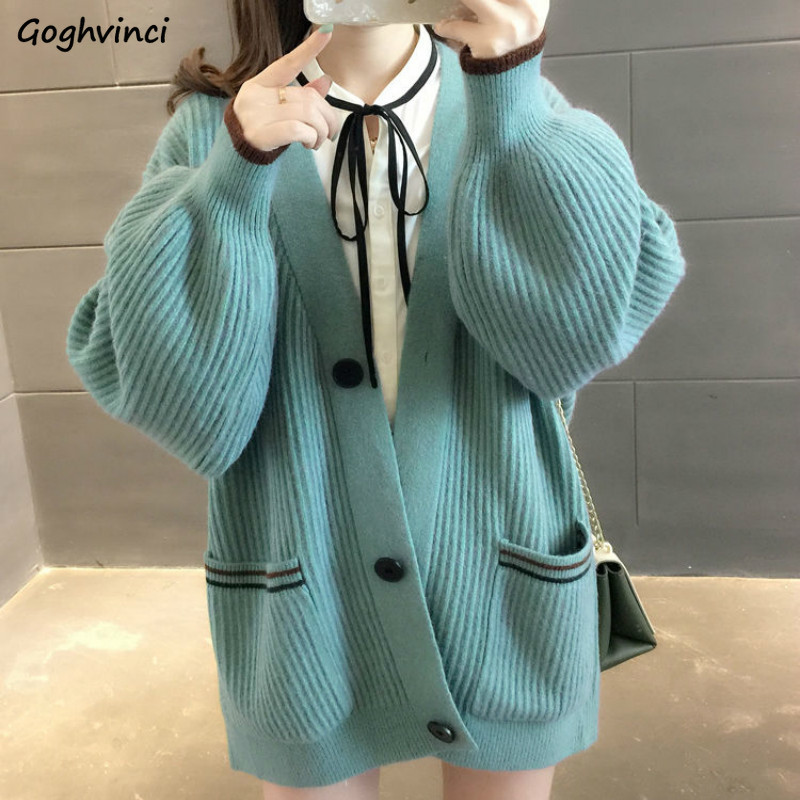 

Women's Fur Faux Fur Cardigan Women Vneck Button Solid Patched Warm Lovely Elegant Trendy Slim Girl Korean Style Loose Chic Simple Females Casual 220826, Lake blue