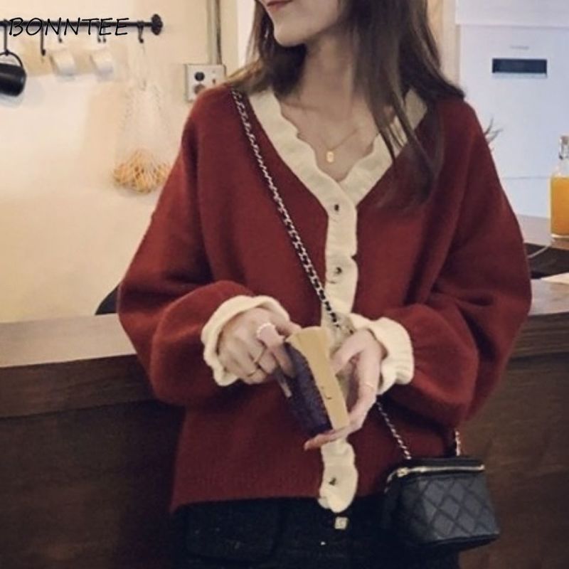 

Women' Fur Faux Fur Cardigan Women Korean Style Elegant Patchwork Allmatch Female Cropped Sweater Leisure Stylish Vneck Students Sweet Cozy 220826, Purple
