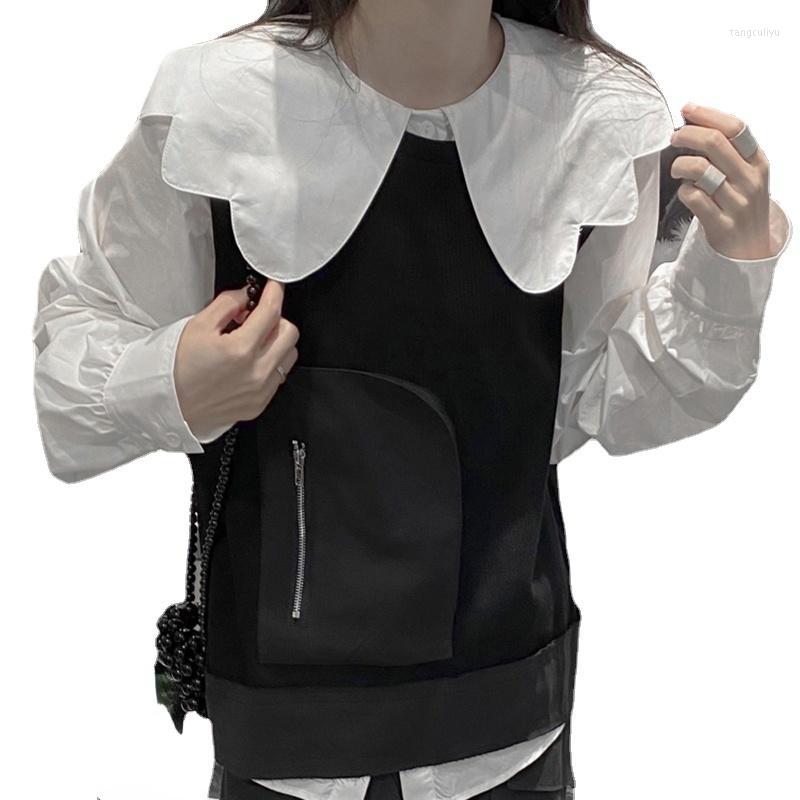 

Women's Vests Women's Loose Fit Black Pocket Big Size Casual Vest Round Neck Sleeveless Fashion Tide Spring Autumn 2022 Coats