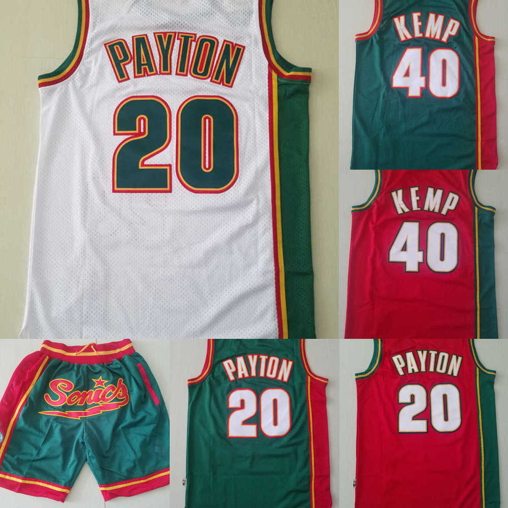 

Basketball Jersey mens Seattle''Super''Sonics''Jersey Gary 20 Payton Shawn 40 Kemp Basketball Shorts red white Blue high quality, Color