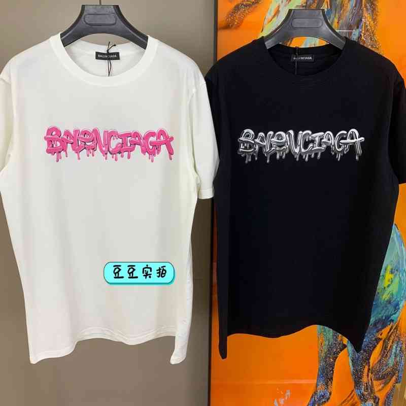 

T shirt Baleciga' designer shirts 2022 Early Spring Paris New Jelly Letter Graffiti Printed Short Sleeve T-shirt for Men and Women with Lovers, White