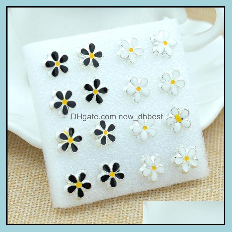 

Stud Earrings For Women Vintage Drip White Black Flower Earings Fashion Jewelry Channel Drop Delivery 2021 Newdhbest Dhr3L