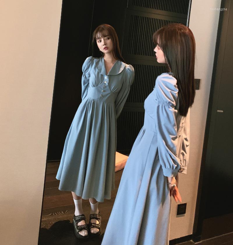 

Casual Dresses Ways Of Fund 2022 Autumn Outfit French Girl Hubble-bubble Sleeve Knee-length Dress Long-sleeved Tenderness, See chart